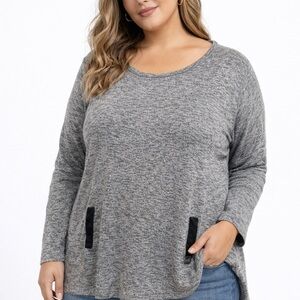 Reitmans Plus Size XL/TG Grey Knit Long Sleeve Top | Soft Stretch Casual